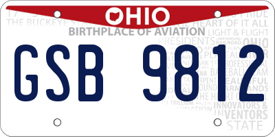 OH license plate GSB9812