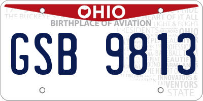 OH license plate GSB9813