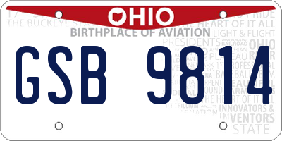 OH license plate GSB9814