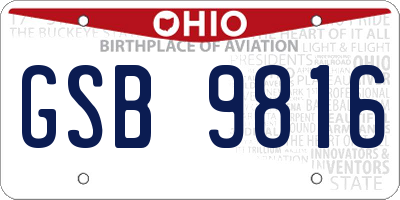 OH license plate GSB9816
