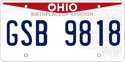 OH license plate GSB9818