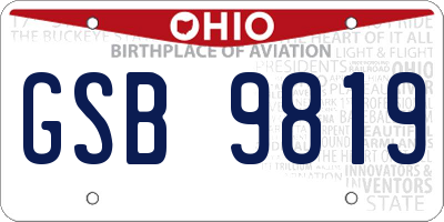 OH license plate GSB9819