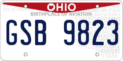 OH license plate GSB9823