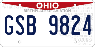 OH license plate GSB9824