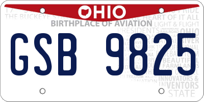 OH license plate GSB9825