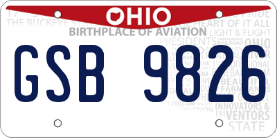 OH license plate GSB9826