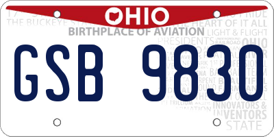 OH license plate GSB9830