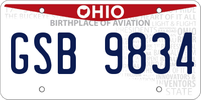 OH license plate GSB9834