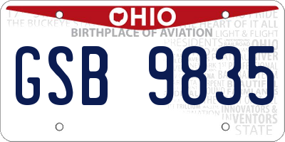 OH license plate GSB9835