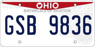 OH license plate GSB9836