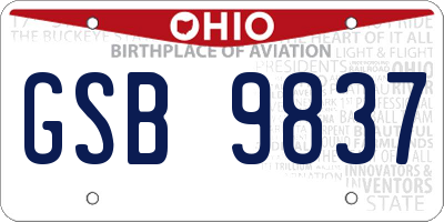OH license plate GSB9837