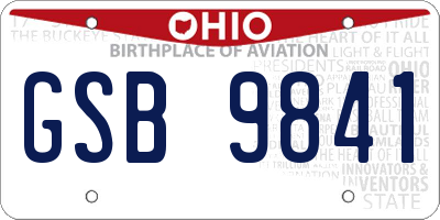 OH license plate GSB9841