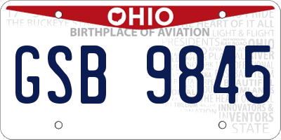 OH license plate GSB9845