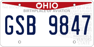 OH license plate GSB9847