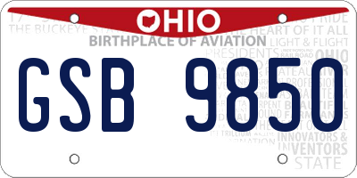 OH license plate GSB9850