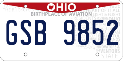 OH license plate GSB9852