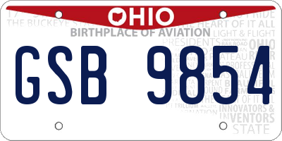 OH license plate GSB9854