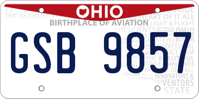 OH license plate GSB9857