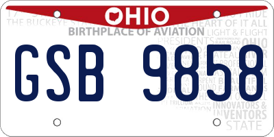 OH license plate GSB9858