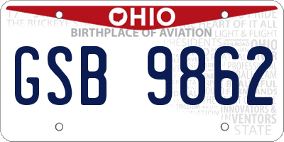 OH license plate GSB9862