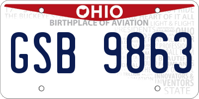 OH license plate GSB9863