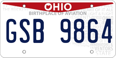 OH license plate GSB9864
