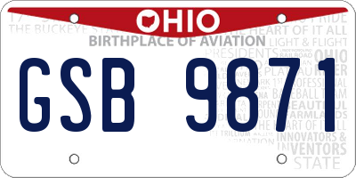 OH license plate GSB9871