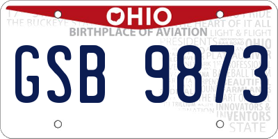 OH license plate GSB9873