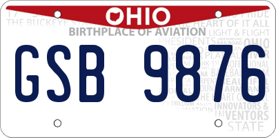 OH license plate GSB9876