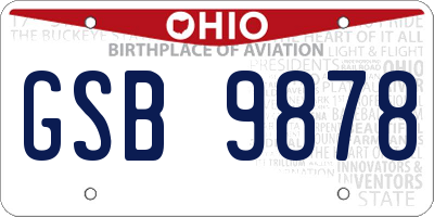 OH license plate GSB9878
