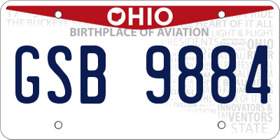 OH license plate GSB9884