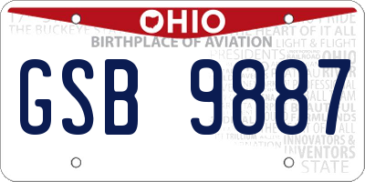 OH license plate GSB9887