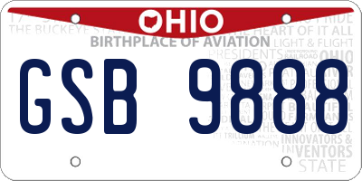 OH license plate GSB9888