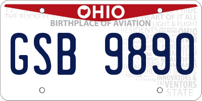 OH license plate GSB9890