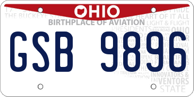 OH license plate GSB9896