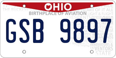 OH license plate GSB9897