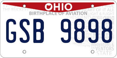 OH license plate GSB9898