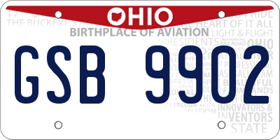 OH license plate GSB9902