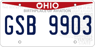 OH license plate GSB9903