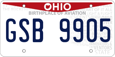 OH license plate GSB9905