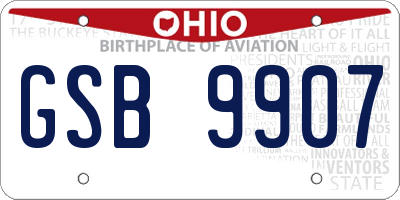 OH license plate GSB9907