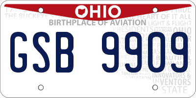 OH license plate GSB9909