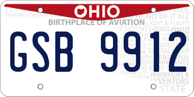 OH license plate GSB9912