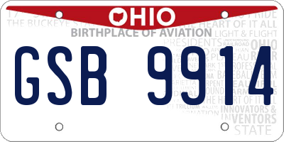 OH license plate GSB9914