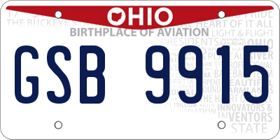 OH license plate GSB9915