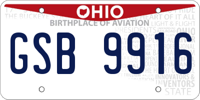 OH license plate GSB9916