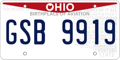 OH license plate GSB9919