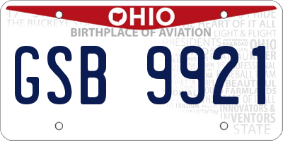 OH license plate GSB9921