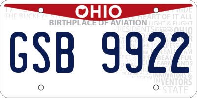 OH license plate GSB9922