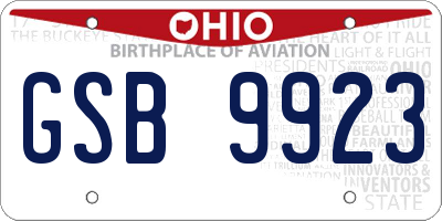 OH license plate GSB9923